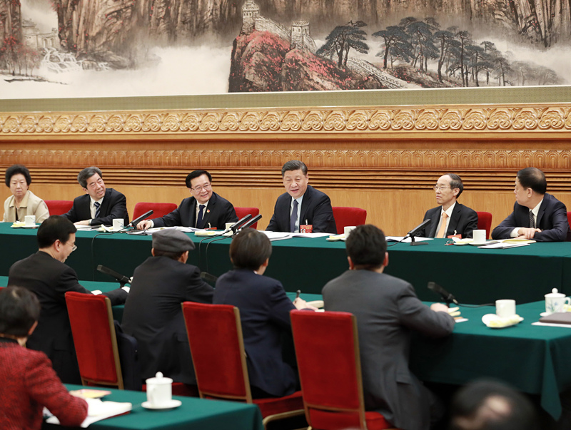 2019年3月8日，習(xí)近平總書記參加十三屆全國人大二次會議河南代表團(tuán)的審議。